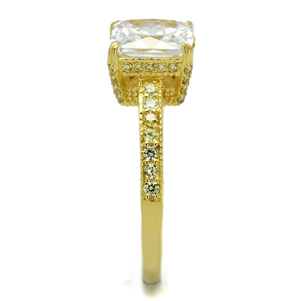 Gold 925 Sterling Silver Ring with AAA Grade CZ  in Clear