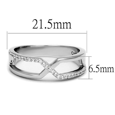 Rhodium 925 Sterling Silver Ring with AAA Grade CZ  in Clear