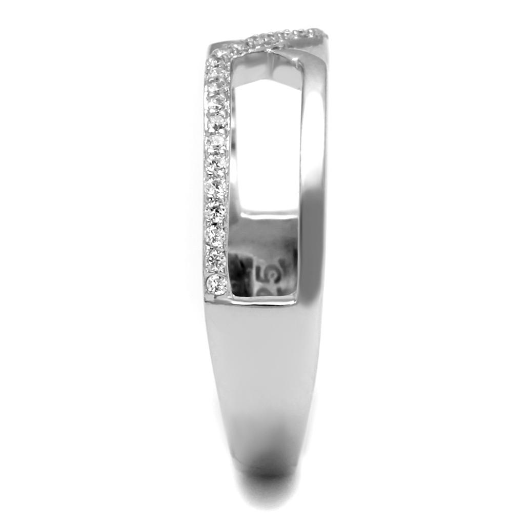 Rhodium 925 Sterling Silver Ring with AAA Grade CZ  in Clear