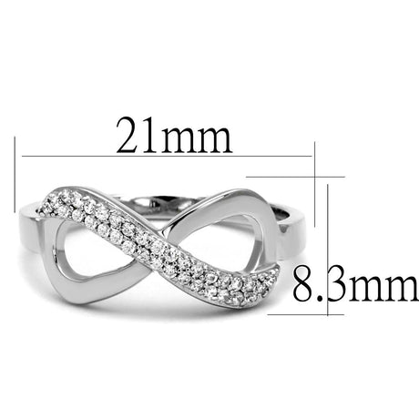 Rhodium 925 Sterling Silver Ring with AAA Grade CZ  in Clear