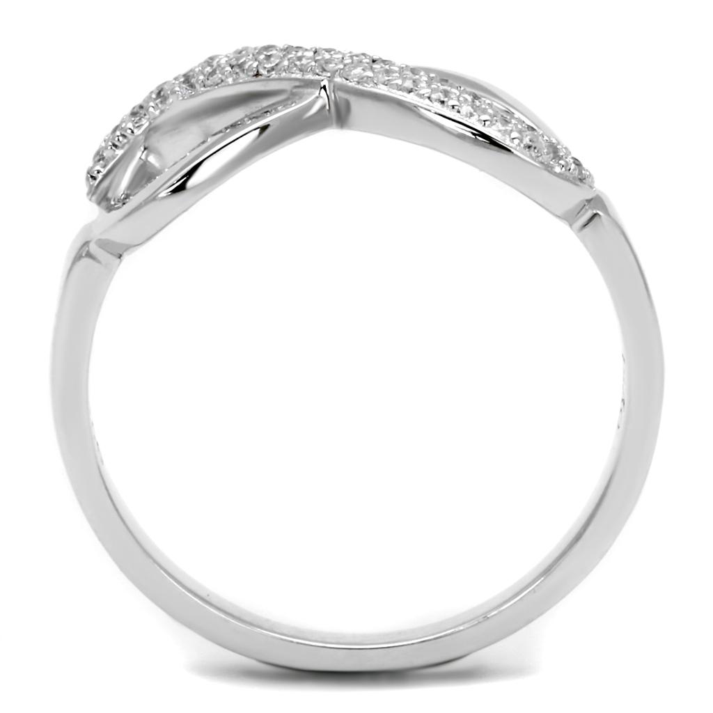 Rhodium 925 Sterling Silver Ring with AAA Grade CZ  in Clear