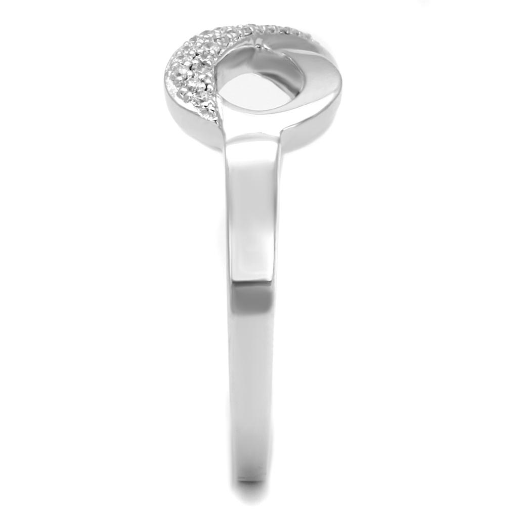 Rhodium 925 Sterling Silver Ring with AAA Grade CZ  in Clear