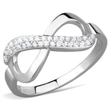 Rhodium 925 Sterling Silver Ring with AAA Grade CZ  in Clear