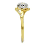 Gold+Rhodium 925 Sterling Silver Ring with AAA Grade CZ  in Clear