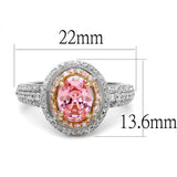 Rose Gold + Rhodium 925 Sterling Silver Ring with AAA Grade CZ  in Rose