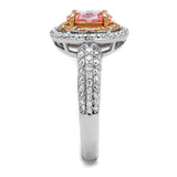 Rose Gold + Rhodium 925 Sterling Silver Ring with AAA Grade CZ  in Rose