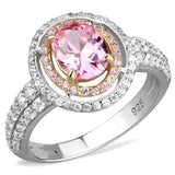 Rose Gold + Rhodium 925 Sterling Silver Ring with AAA Grade CZ  in Rose