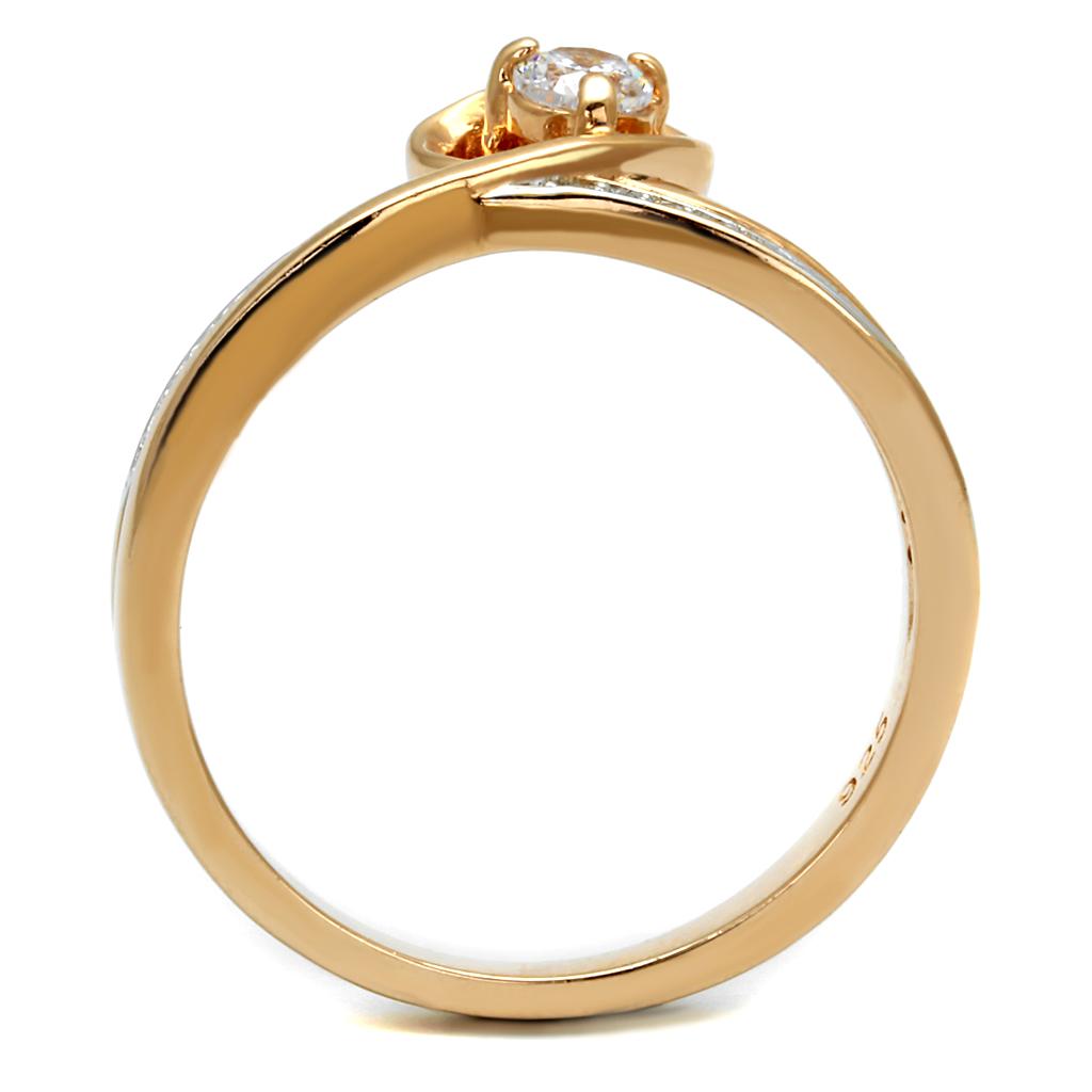 Rose Gold + Rhodium 925 Sterling Silver Ring with AAA Grade CZ  in Clear