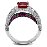 Rhodium + Ruthenium 925 Sterling Silver Ring with AAA Grade CZ  in Ruby