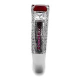 Rhodium + Ruthenium 925 Sterling Silver Ring with AAA Grade CZ  in Ruby