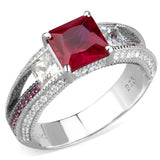 Rhodium + Ruthenium 925 Sterling Silver Ring with AAA Grade CZ  in Ruby