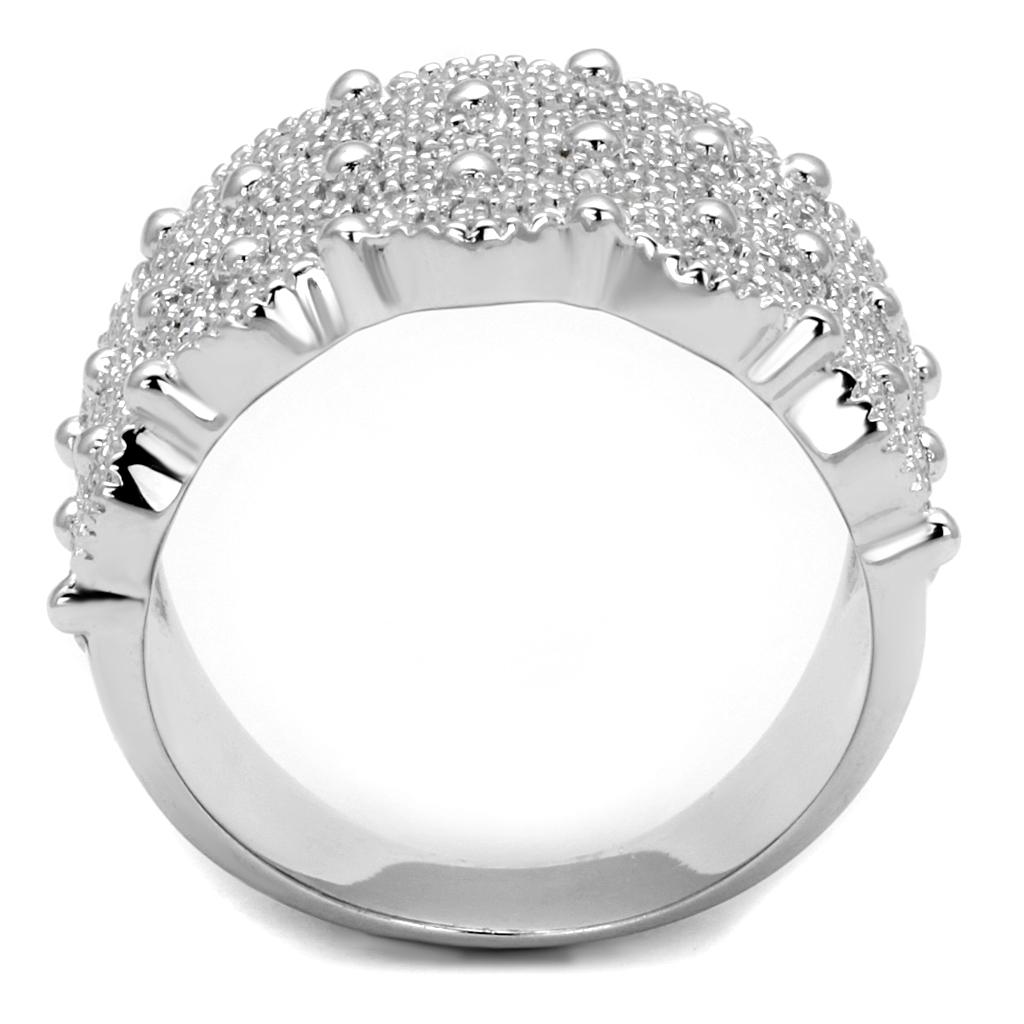 Rhodium 925 Sterling Silver Ring with AAA Grade CZ  in Clear