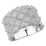 Rhodium 925 Sterling Silver Ring with AAA Grade CZ  in Clear