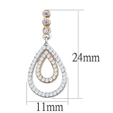 Rose Gold + Rhodium 925 Sterling Silver Earrings with AAA Grade CZ  in Clear