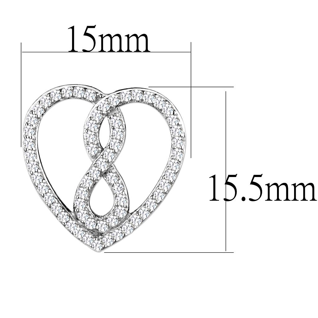 Rhodium 925 Sterling Silver Earrings with AAA Grade CZ  in Clear
