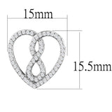 Rhodium 925 Sterling Silver Earrings with AAA Grade CZ  in Clear
