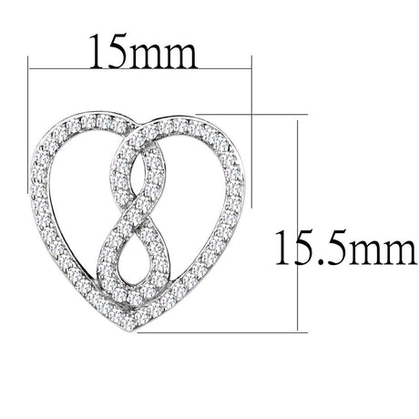 Rhodium 925 Sterling Silver Earrings with AAA Grade CZ  in Clear