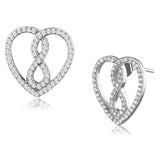 Rhodium 925 Sterling Silver Earrings with AAA Grade CZ  in Clear