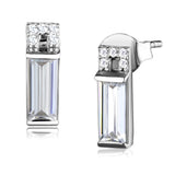 Rhodium 925 Sterling Silver Earrings with AAA Grade CZ  in Clear
