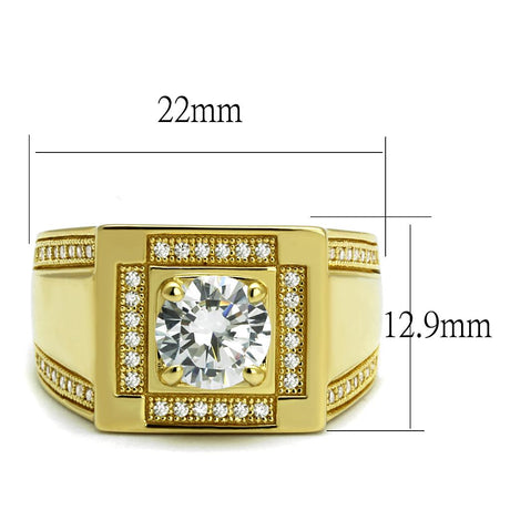 Gold 925 Sterling Silver Ring with AAA Grade CZ  in Clear