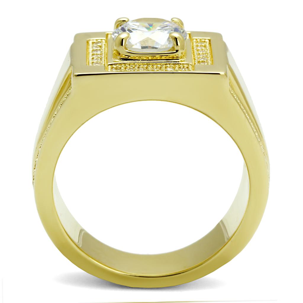 Gold 925 Sterling Silver Ring with AAA Grade CZ  in Clear