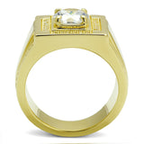 Gold 925 Sterling Silver Ring with AAA Grade CZ  in Clear