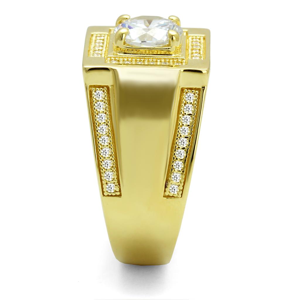 Gold 925 Sterling Silver Ring with AAA Grade CZ  in Clear