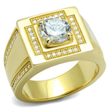 Gold 925 Sterling Silver Ring with AAA Grade CZ  in Clear