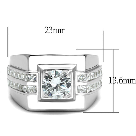 Rhodium 925 Sterling Silver Ring with AAA Grade CZ  in Clear