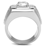 Rhodium 925 Sterling Silver Ring with AAA Grade CZ  in Clear