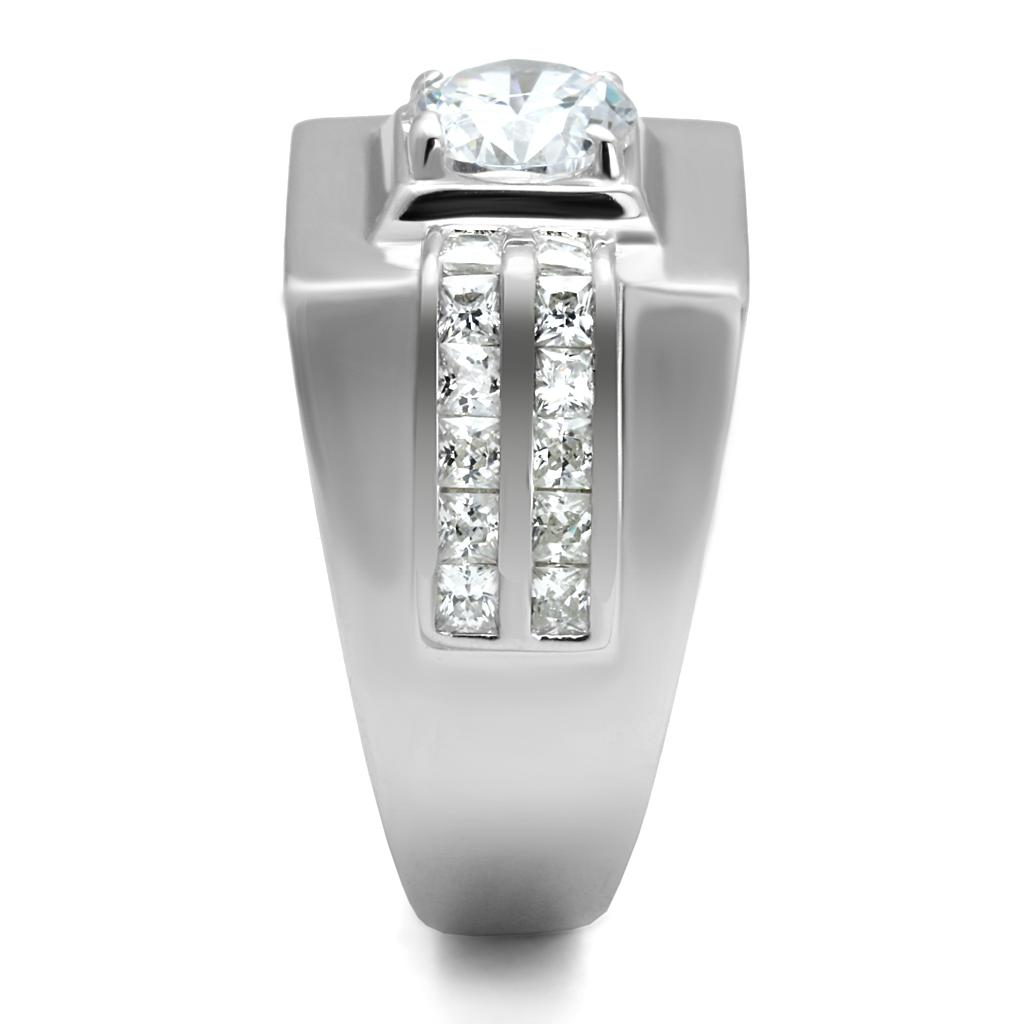 Rhodium 925 Sterling Silver Ring with AAA Grade CZ  in Clear