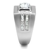 Rhodium 925 Sterling Silver Ring with AAA Grade CZ  in Clear