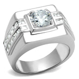 Rhodium 925 Sterling Silver Ring with AAA Grade CZ  in Clear