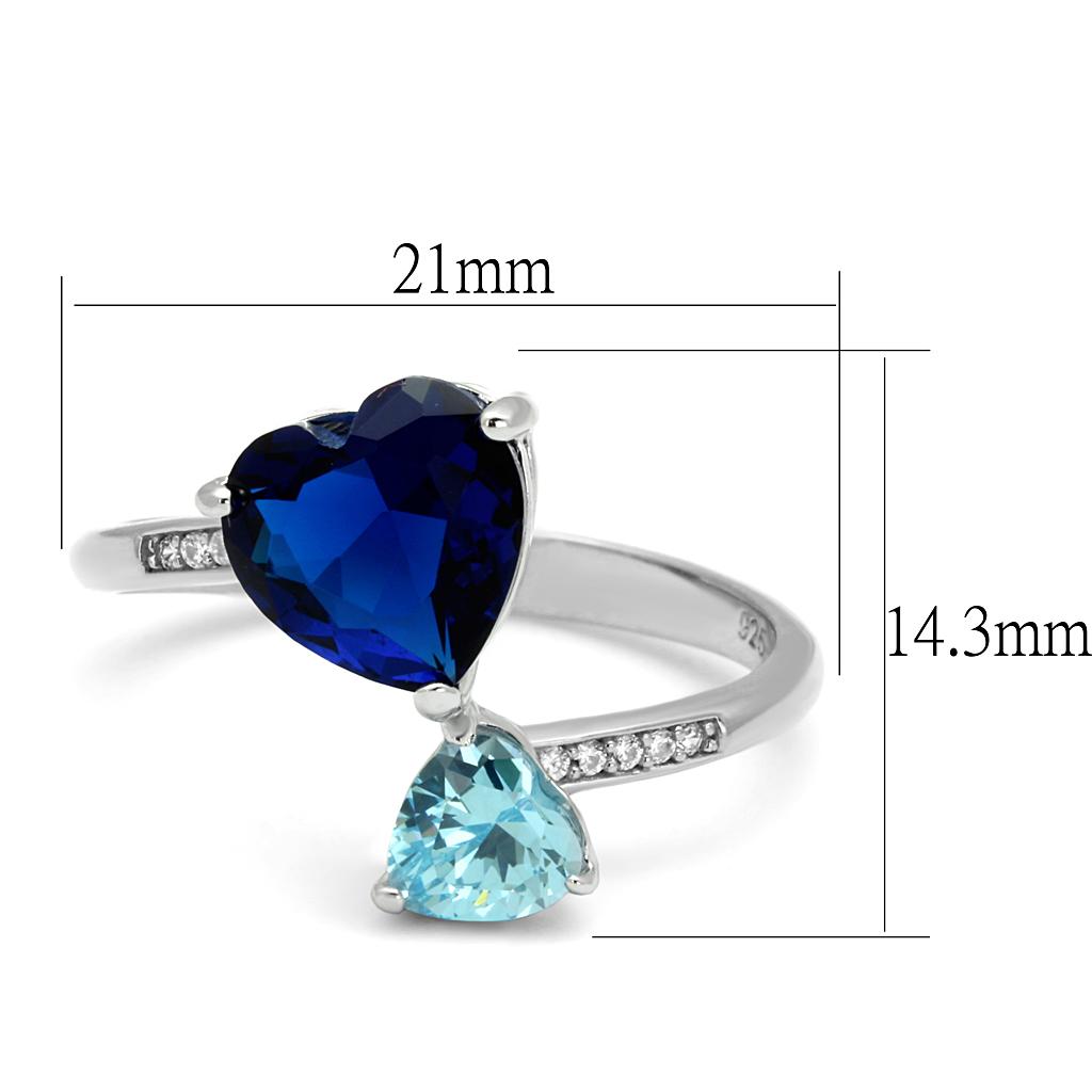 Rhodium 925 Sterling Silver Ring with Synthetic Synthetic Glass in Montana