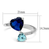 Rhodium 925 Sterling Silver Ring with Synthetic Synthetic Glass in Montana