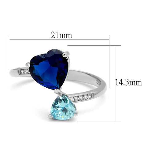 Rhodium 925 Sterling Silver Ring with Synthetic Synthetic Glass in Montana