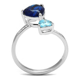 Rhodium 925 Sterling Silver Ring with Synthetic Synthetic Glass in Montana