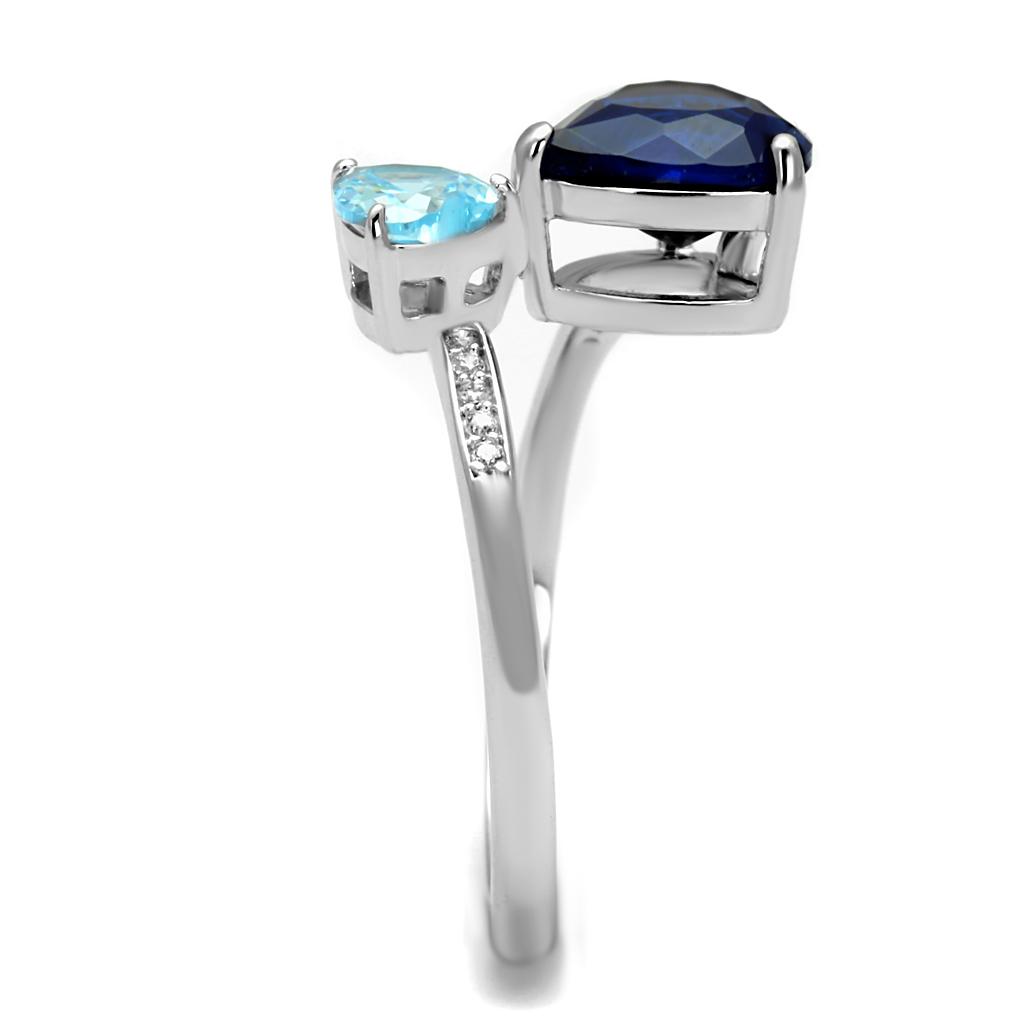 Rhodium 925 Sterling Silver Ring with Synthetic Synthetic Glass in Montana
