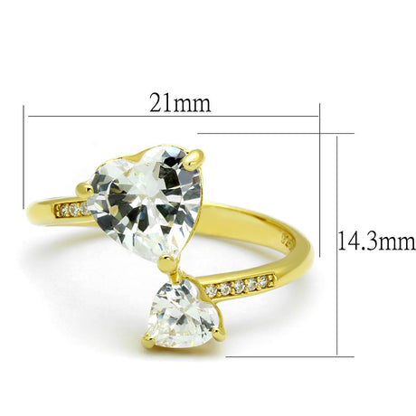 Gold 925 Sterling Silver Ring with AAA Grade CZ  in Clear