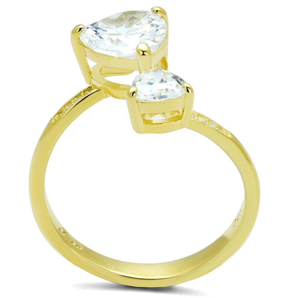 Gold 925 Sterling Silver Ring with AAA Grade CZ  in Clear