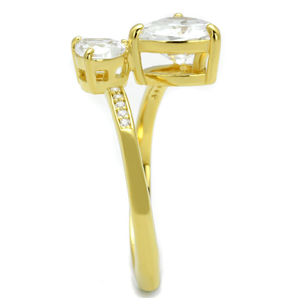 Gold 925 Sterling Silver Ring with AAA Grade CZ  in Clear