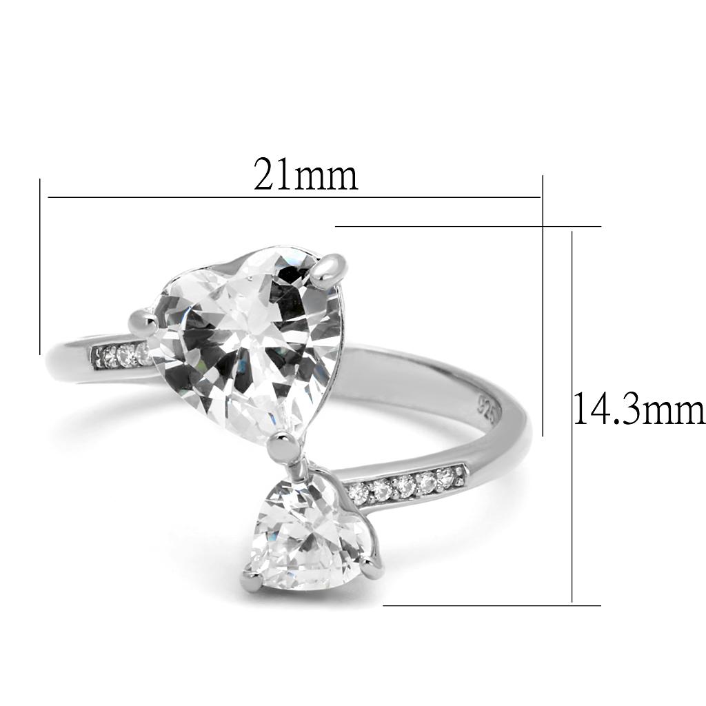Rhodium 925 Sterling Silver Ring with AAA Grade CZ  in Clear