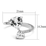Rhodium 925 Sterling Silver Ring with AAA Grade CZ  in Clear