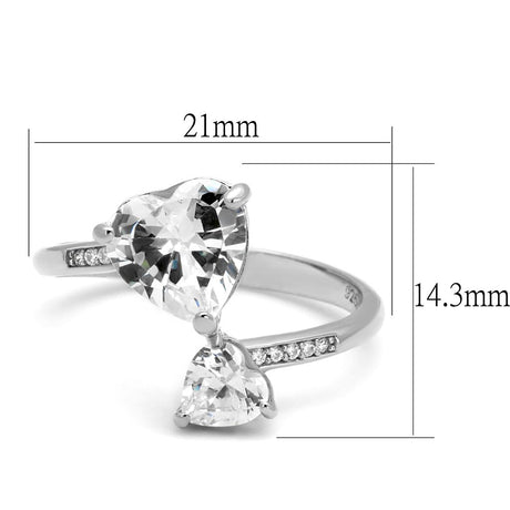 Rhodium 925 Sterling Silver Ring with AAA Grade CZ  in Clear