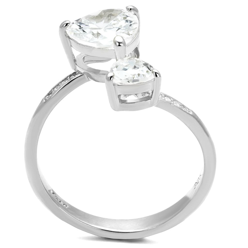 Rhodium 925 Sterling Silver Ring with AAA Grade CZ  in Clear