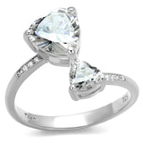 Rhodium 925 Sterling Silver Ring with AAA Grade CZ  in Clear