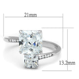 Rhodium 925 Sterling Silver Ring with AAA Grade CZ  in Clear