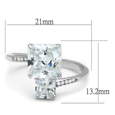 Rhodium 925 Sterling Silver Ring with AAA Grade CZ  in Clear