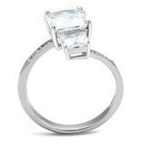 Rhodium 925 Sterling Silver Ring with AAA Grade CZ  in Clear