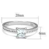 Rhodium 925 Sterling Silver Ring with AAA Grade CZ  in Clear